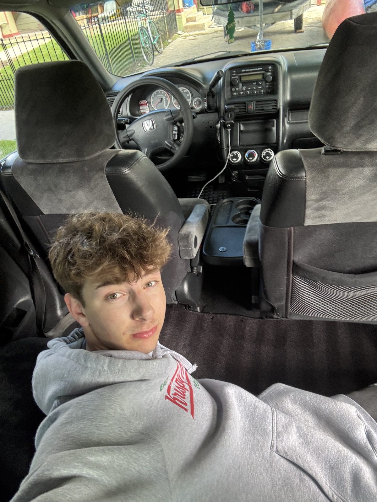 Connor Herd detailing a car interior in Missoula MT
